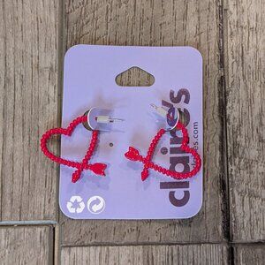 Claires, Red Heart Earrings, NEW